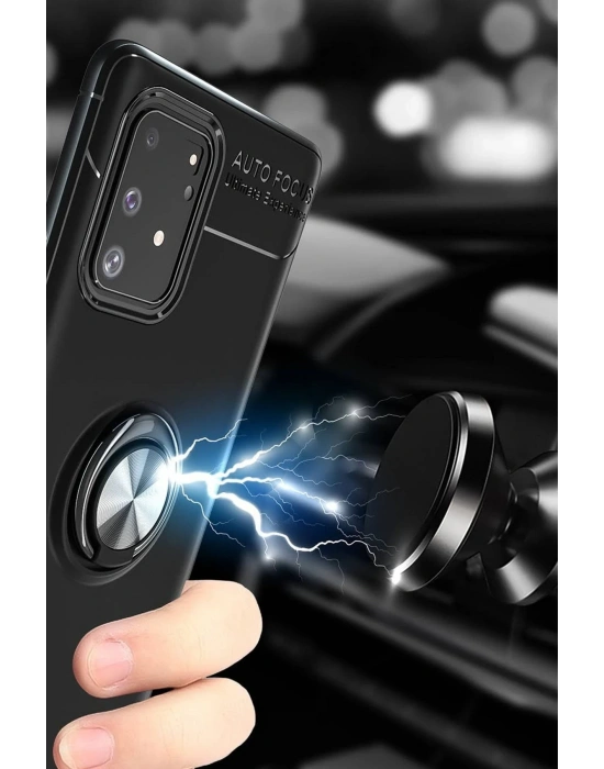 Newface Samsung Galaxy A91 / S10 Lite Kılıf Range Yüzüklü Silikon - Mavi