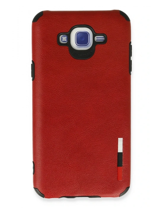 Newface Samsung Galaxy J7 Kılıf Loop Deri Silikon - Kırmızı