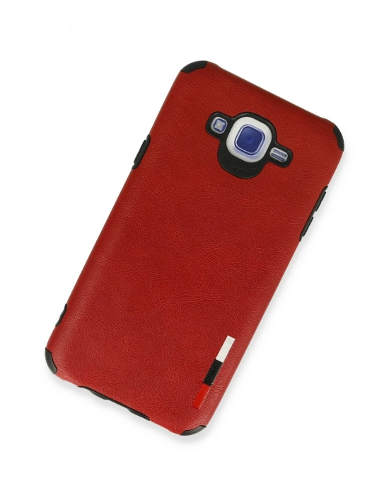 Newface Samsung Galaxy J7 Kılıf Loop Deri Silikon - Kırmızı