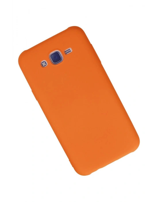 Newface Samsung Galaxy J7 Kılıf Nano içi Kadife Silikon - Turuncu