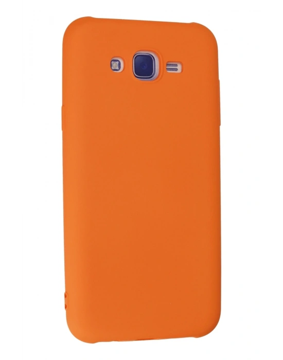 Newface Samsung Galaxy J7 Kılıf Nano içi Kadife Silikon - Turuncu