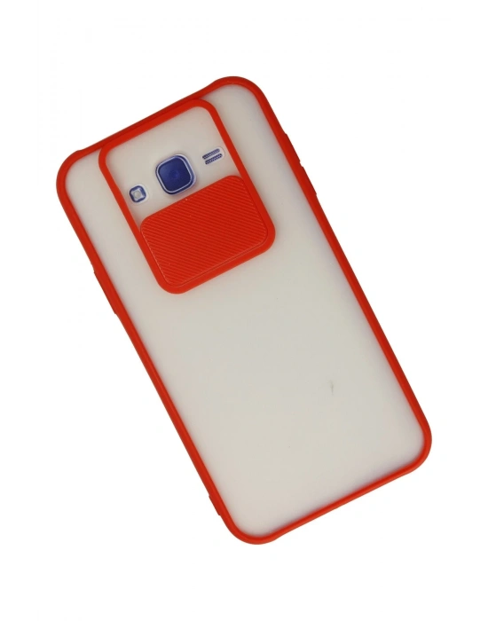 Newface Samsung Galaxy J7 Kılıf Palm Buzlu Kamera Sürgülü Silikon - Kırmızı