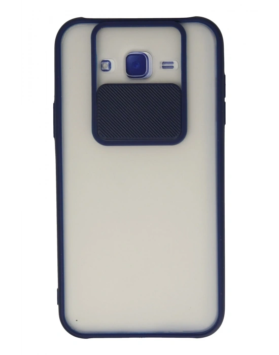Newface Samsung Galaxy J7 Kılıf Palm Buzlu Kamera Sürgülü Silikon - Lacivert