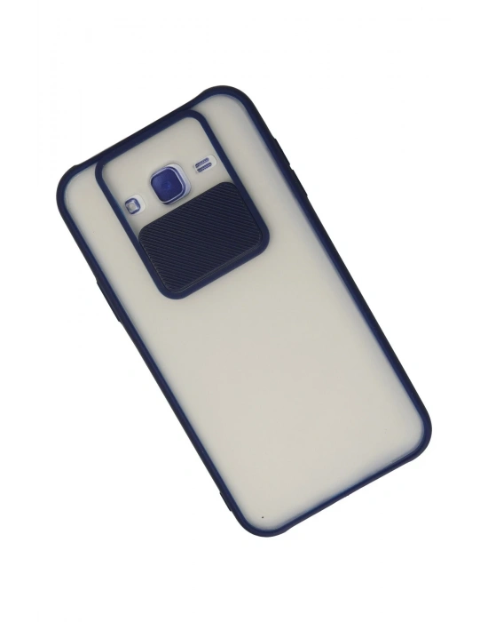 Newface Samsung Galaxy J7 Kılıf Palm Buzlu Kamera Sürgülü Silikon - Lacivert