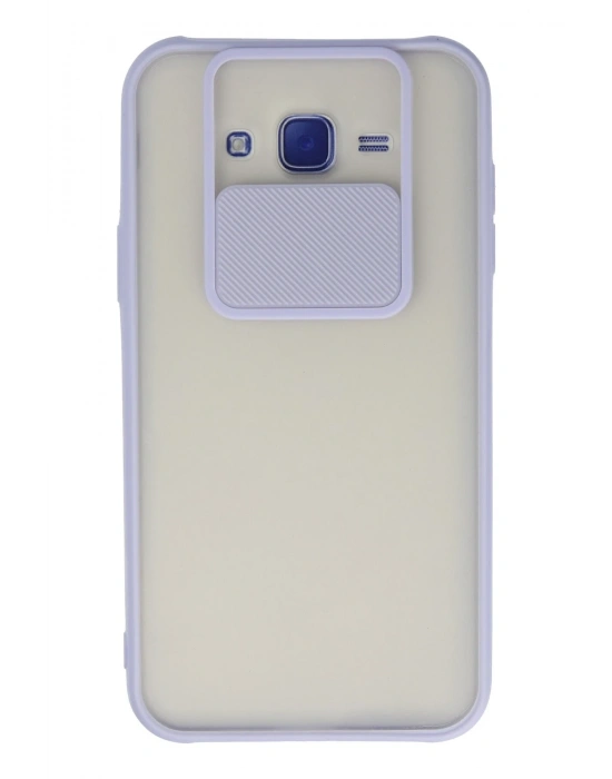 Newface Samsung Galaxy J7 Kılıf Palm Buzlu Kamera Sürgülü Silikon - Lila