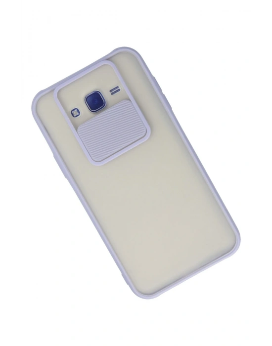 Newface Samsung Galaxy J7 Kılıf Palm Buzlu Kamera Sürgülü Silikon - Lila