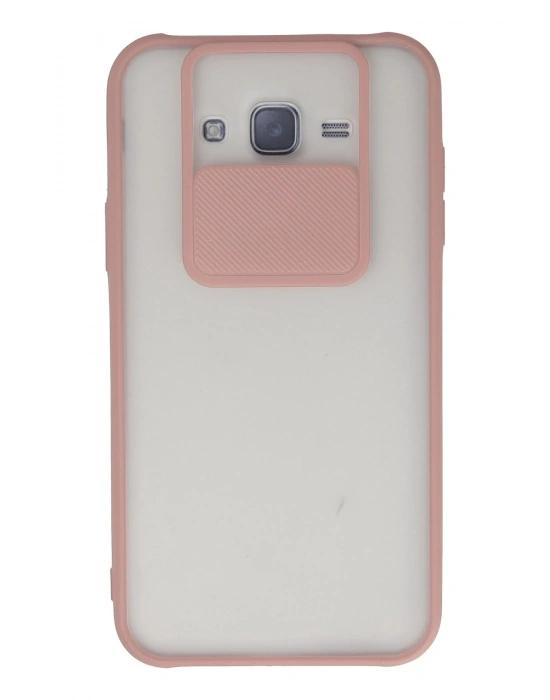 Newface Samsung Galaxy J7 Kılıf Palm Buzlu Kamera Sürgülü Silikon - Pembe