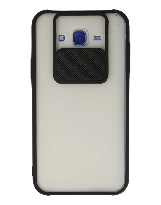 Newface Samsung Galaxy J7 Kılıf Palm Buzlu Kamera Sürgülü Silikon - Siyah