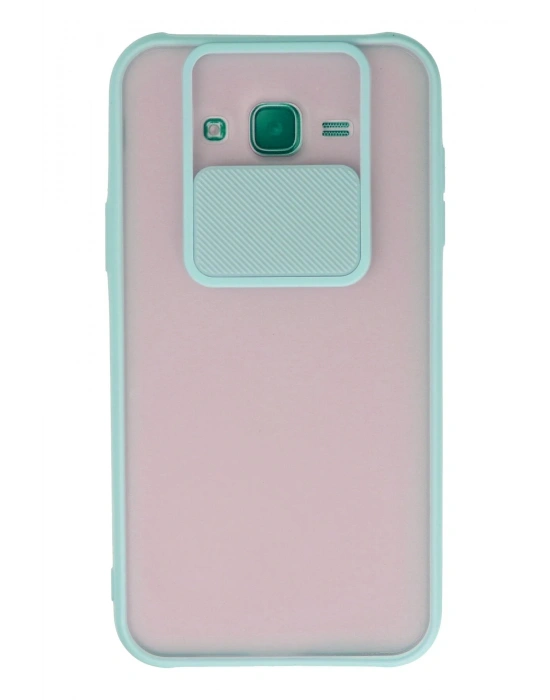 Newface Samsung Galaxy J7 Kılıf Palm Buzlu Kamera Sürgülü Silikon - Turkuaz
