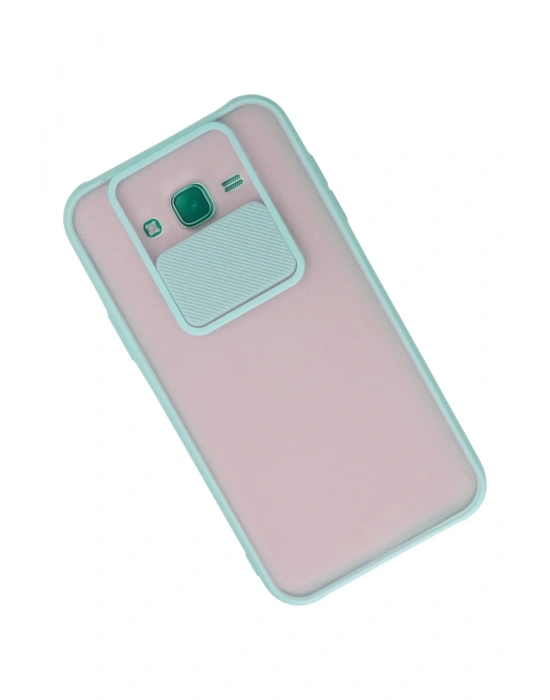 Newface Samsung Galaxy J7 Kılıf Palm Buzlu Kamera Sürgülü Silikon - Turkuaz