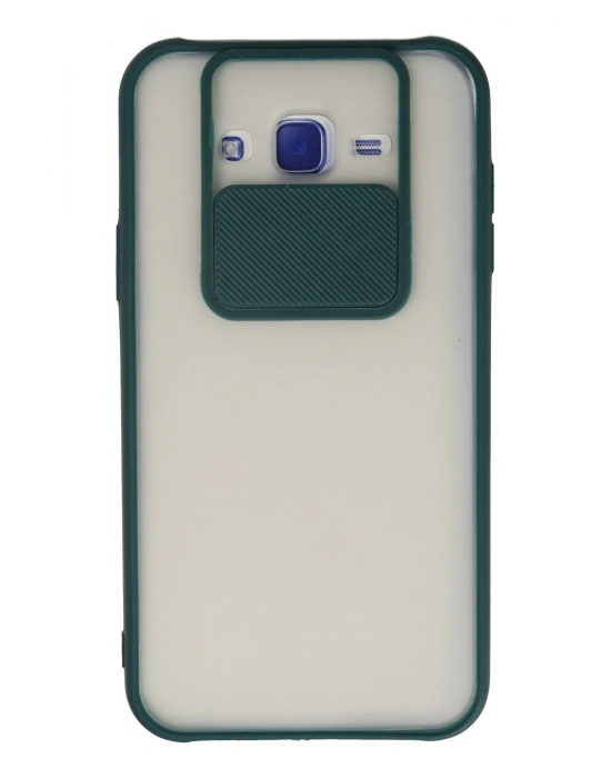 Newface Samsung Galaxy J7 Kılıf Palm Buzlu Kamera Sürgülü Silikon - Yeşil