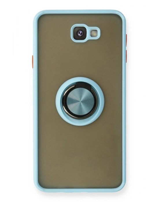 Newface Samsung Galaxy J7 Prime Kılıf Montreal Yüzüklü Silikon Kapak - Buz Mavi