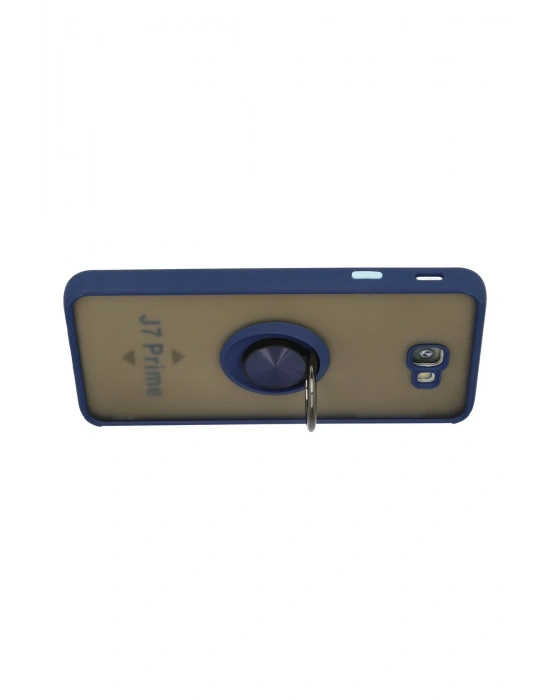 Newface Samsung Galaxy J7 Prime Kılıf Montreal Yüzüklü Silikon Kapak - Lacivert