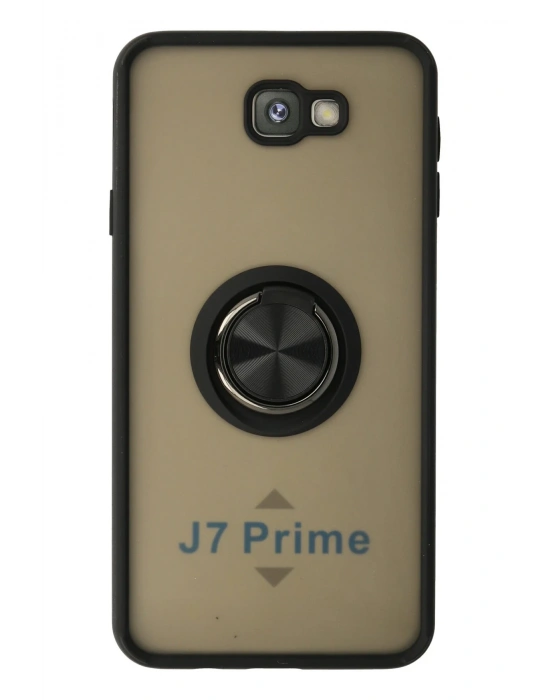 Newface Samsung Galaxy J7 Prime Kılıf Montreal Yüzüklü Silikon Kapak - Siyah