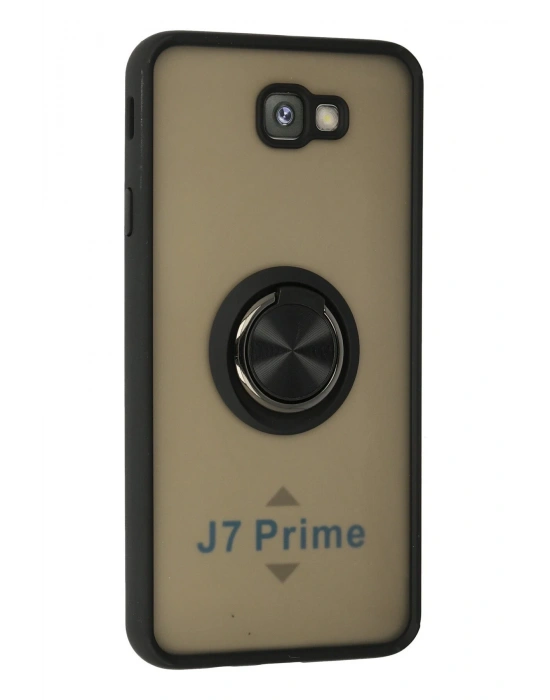 Newface Samsung Galaxy J7 Prime Kılıf Montreal Yüzüklü Silikon Kapak - Siyah