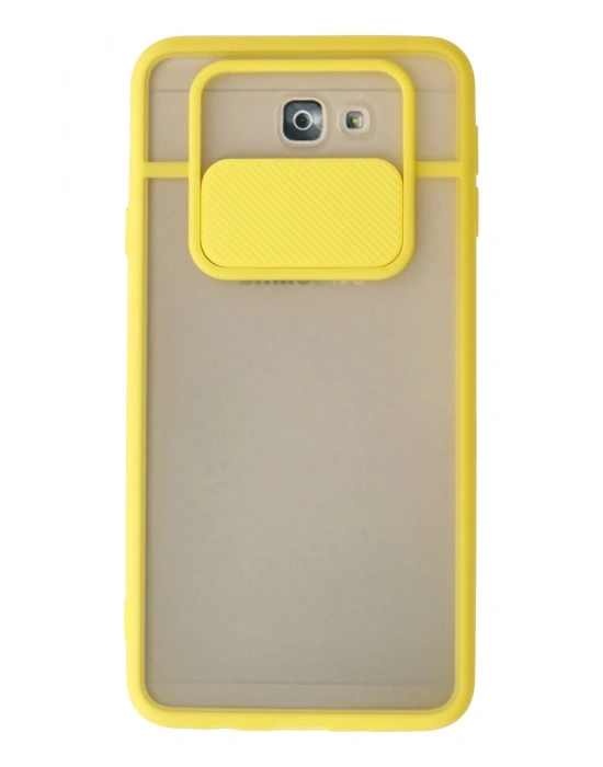Newface Samsung Galaxy J7 Prime Kılıf Palm Buzlu Kamera Sürgülü Silikon - Sarı