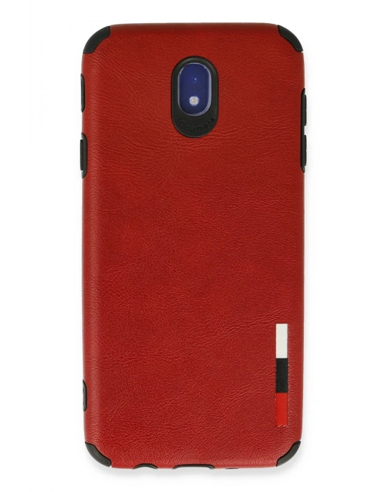 Newface Samsung Galaxy J7 Pro / J730 Kılıf Loop Deri Silikon - Kırmızı