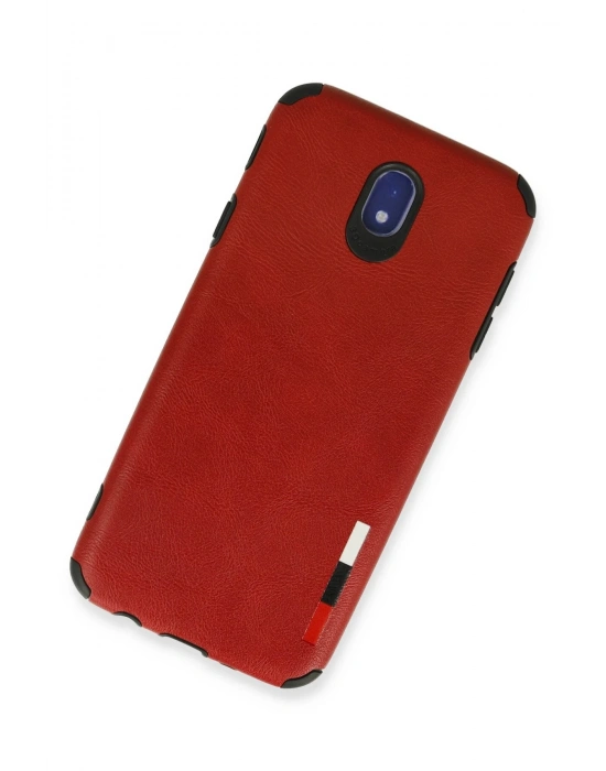 Newface Samsung Galaxy J7 Pro / J730 Kılıf Loop Deri Silikon - Kırmızı