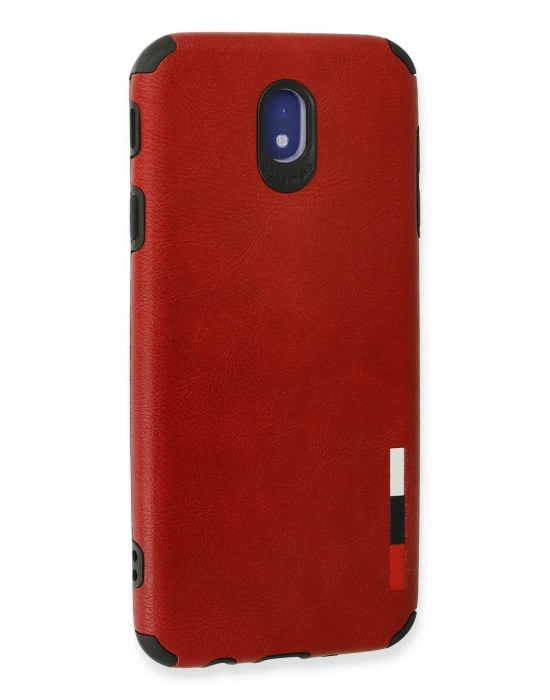 Newface Samsung Galaxy J7 Pro / J730 Kılıf Loop Deri Silikon - Kırmızı