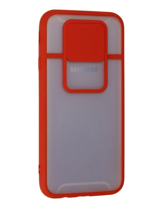 Newface Samsung Galaxy J7 Pro / J730 Kılıf Palm Buzlu Kamera Sürgülü Silikon - Kırmızı