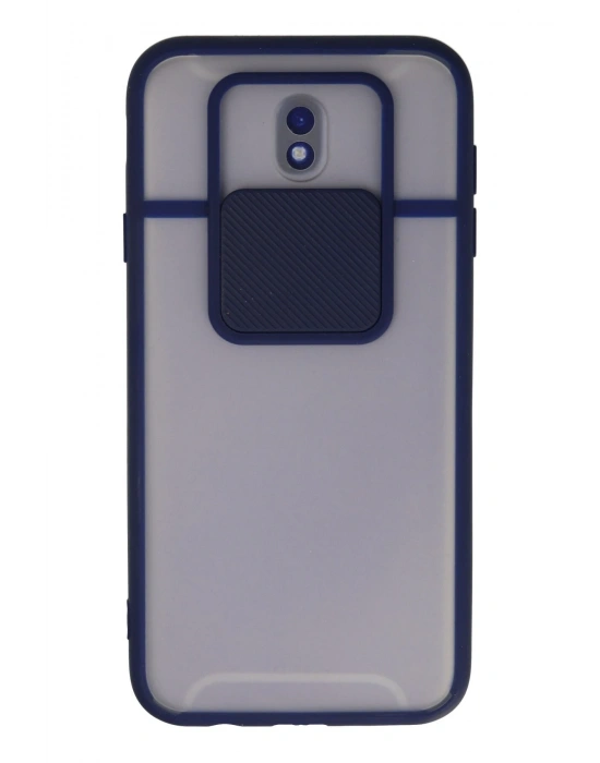 Newface Samsung Galaxy J7 Pro / J730 Kılıf Palm Buzlu Kamera Sürgülü Silikon - Lacivert