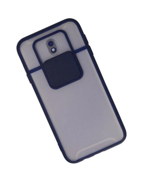 Newface Samsung Galaxy J7 Pro / J730 Kılıf Palm Buzlu Kamera Sürgülü Silikon - Lacivert