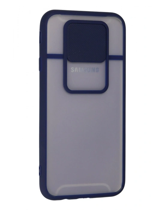 Newface Samsung Galaxy J7 Pro / J730 Kılıf Palm Buzlu Kamera Sürgülü Silikon - Lacivert