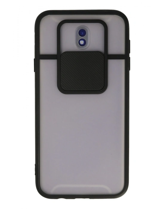 Newface Samsung Galaxy J7 Pro / J730 Kılıf Palm Buzlu Kamera Sürgülü Silikon - Siyah