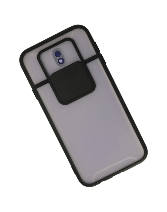 Newface Samsung Galaxy J7 Pro / J730 Kılıf Palm Buzlu Kamera Sürgülü Silikon - Siyah