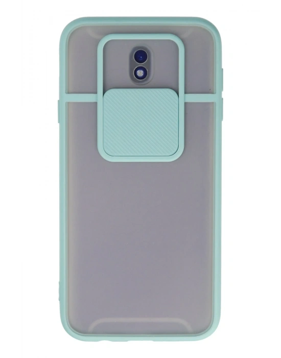 Newface Samsung Galaxy J7 Pro / J730 Kılıf Palm Buzlu Kamera Sürgülü Silikon - Turkuaz