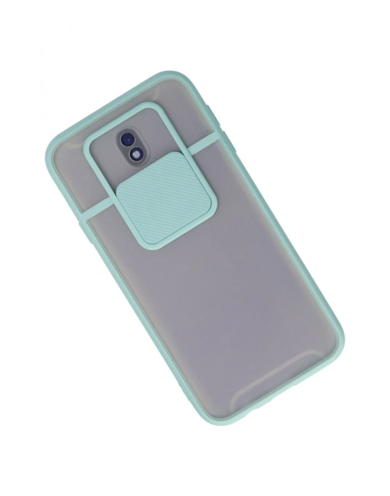 Newface Samsung Galaxy J7 Pro / J730 Kılıf Palm Buzlu Kamera Sürgülü Silikon - Turkuaz