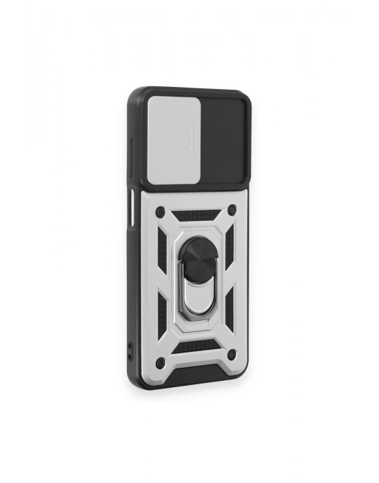 Newface Samsung Galaxy M14 5G Kılıf Pars Lens Yüzüklü Silikon - Gümüş