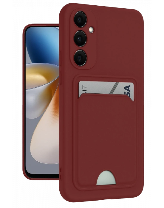 Newface Samsung Galaxy M15 Kelvin Kartvizitli Silikon - Bordo