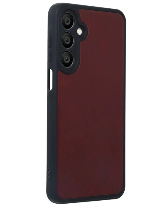 Newface Samsung Galaxy M15 Kılıf Aras Deri Kapak - Bordo