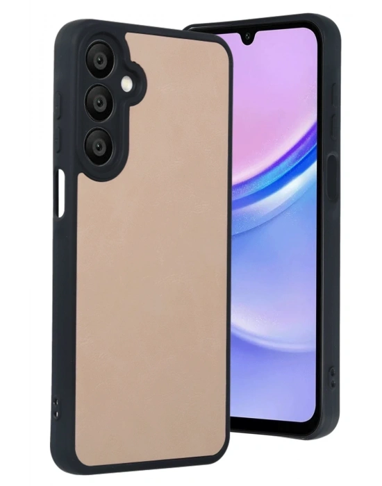 Newface Samsung Galaxy M15 Kılıf Aras Deri Kapak - Pudra