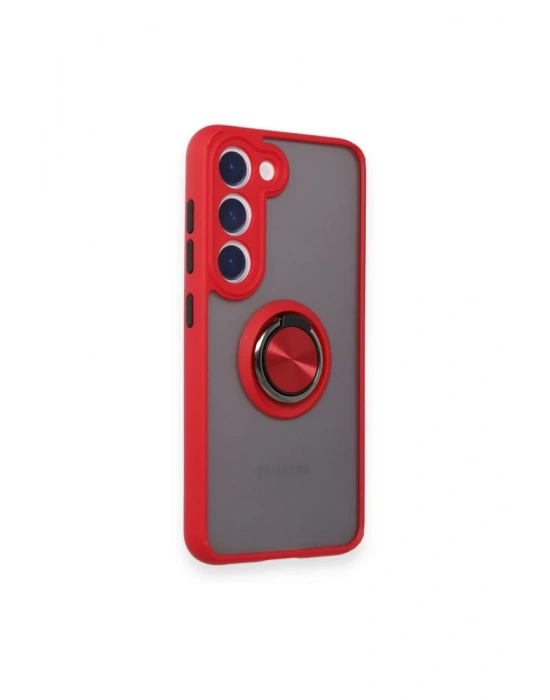 Newface Samsung Galaxy M15 Kılıf Montreal Yüzüklü Silikon Kapak - Kırmızı