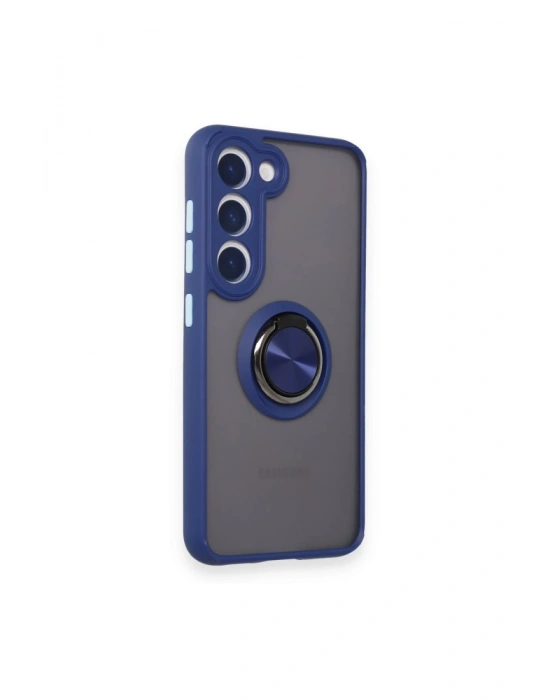 Newface Samsung Galaxy M15 Kılıf Montreal Yüzüklü Silikon Kapak - Lacivert