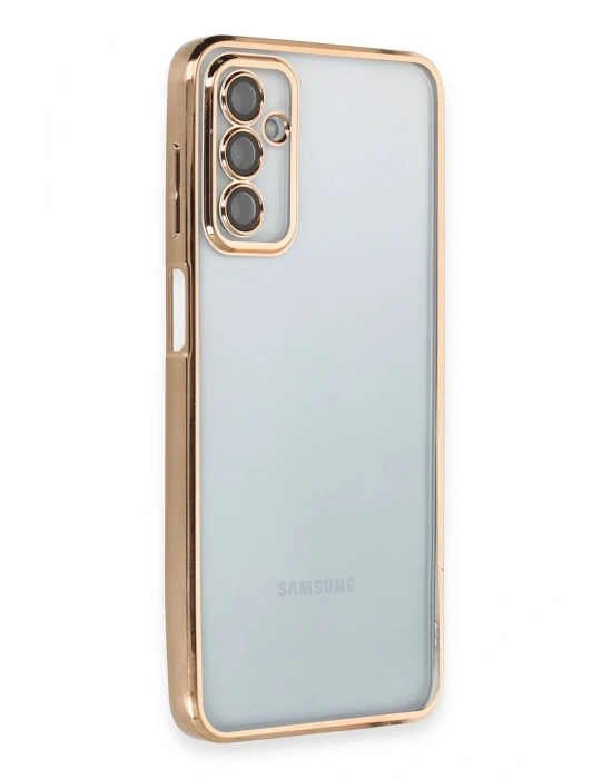 Newface Samsung Galaxy M23 Kılıf Razer Lensli Silikon - Gold