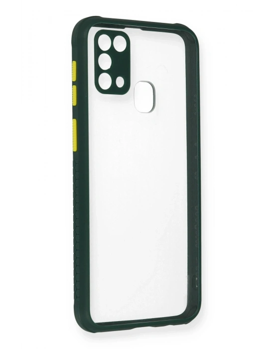 Newface Samsung Galaxy M31 Kılıf Miami Şeffaf Silikon - Koyu Yeşil