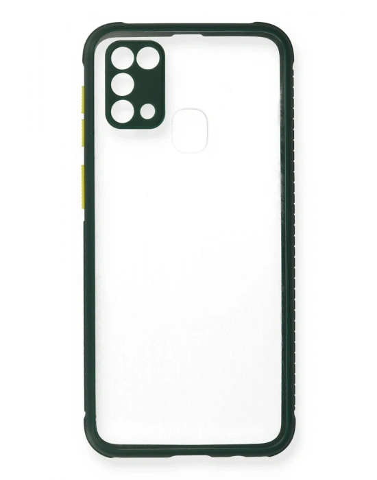 Newface Samsung Galaxy M31 Kılıf Miami Şeffaf Silikon - Koyu Yeşil