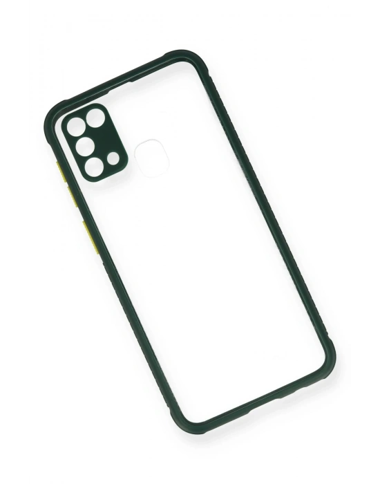 Newface Samsung Galaxy M31 Kılıf Miami Şeffaf Silikon - Koyu Yeşil