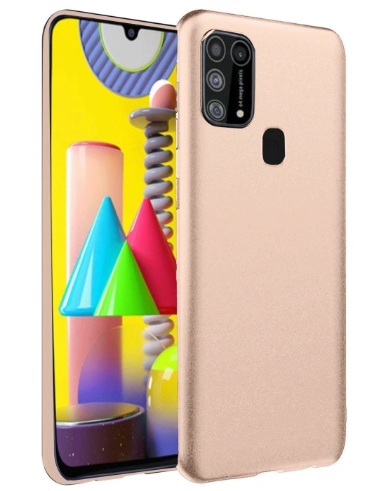 Newface Samsung Galaxy M31 Kılıf Nano içi Kadife Silikon - Pudra