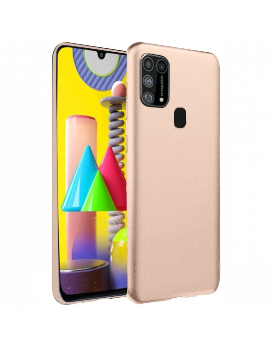 Newface Samsung Galaxy M31 Kılıf Nano içi Kadife Silikon - Pudra