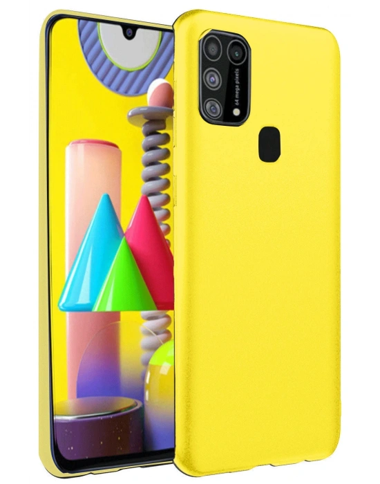 Newface Samsung Galaxy M31 Kılıf Nano içi Kadife Silikon - Sarı