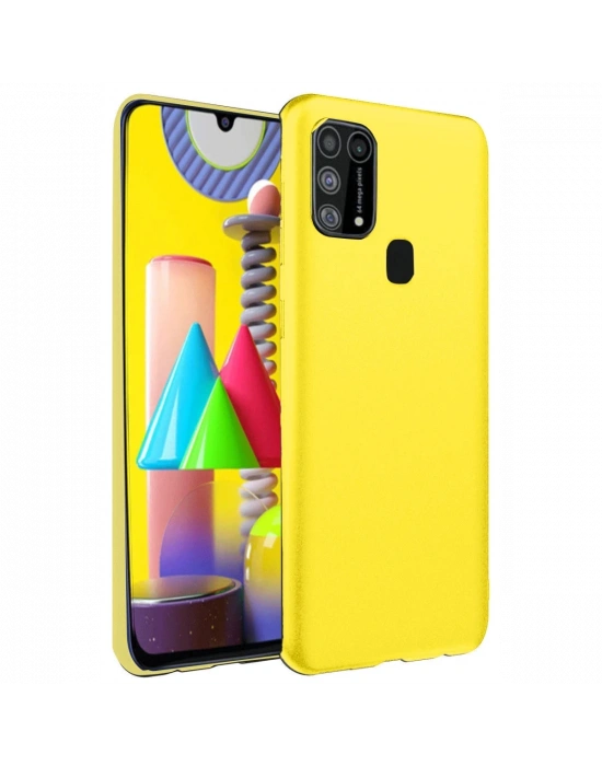 Newface Samsung Galaxy M31 Kılıf Nano içi Kadife Silikon - Sarı