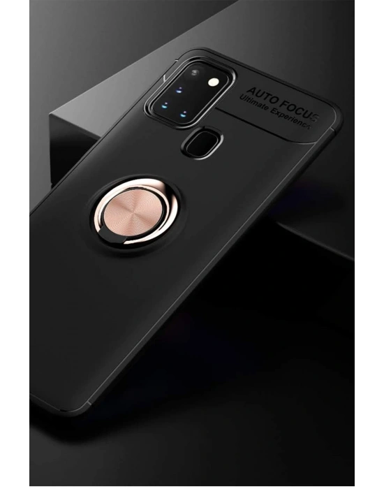 Newface Samsung Galaxy M31 Kılıf Range Yüzüklü Silikon - Siyah-Gold