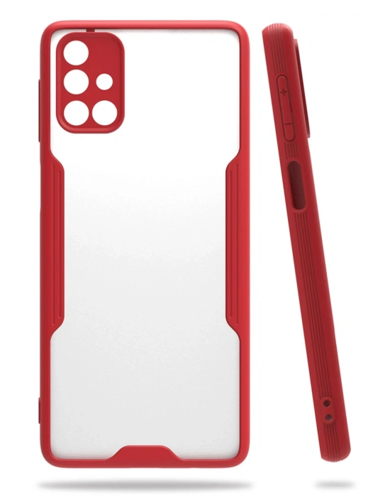 Newface Samsung Galaxy M31S Kılıf Platin Silikon - Kırmızı