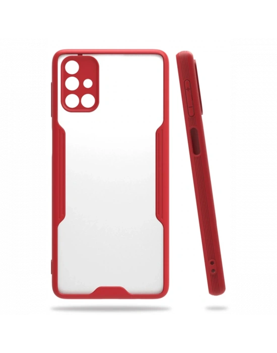 Newface Samsung Galaxy M31S Kılıf Platin Silikon - Kırmızı