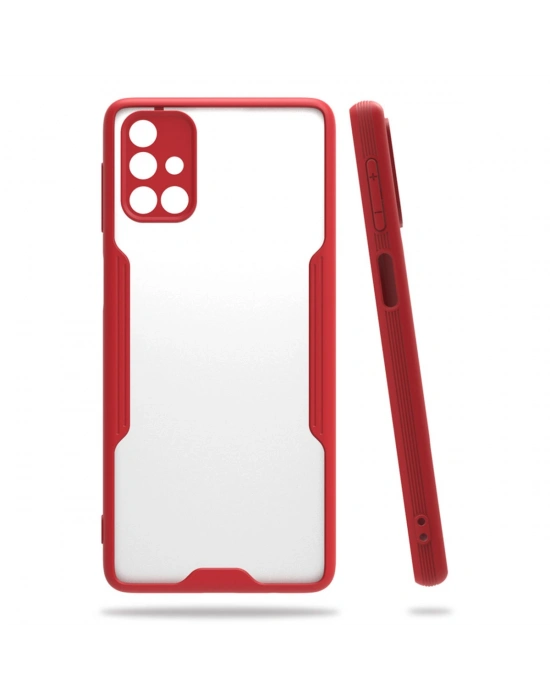 Newface Samsung Galaxy M31S Kılıf Platin Silikon - Kırmızı