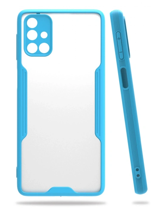 Newface Samsung Galaxy M31S Kılıf Platin Silikon - Mavi